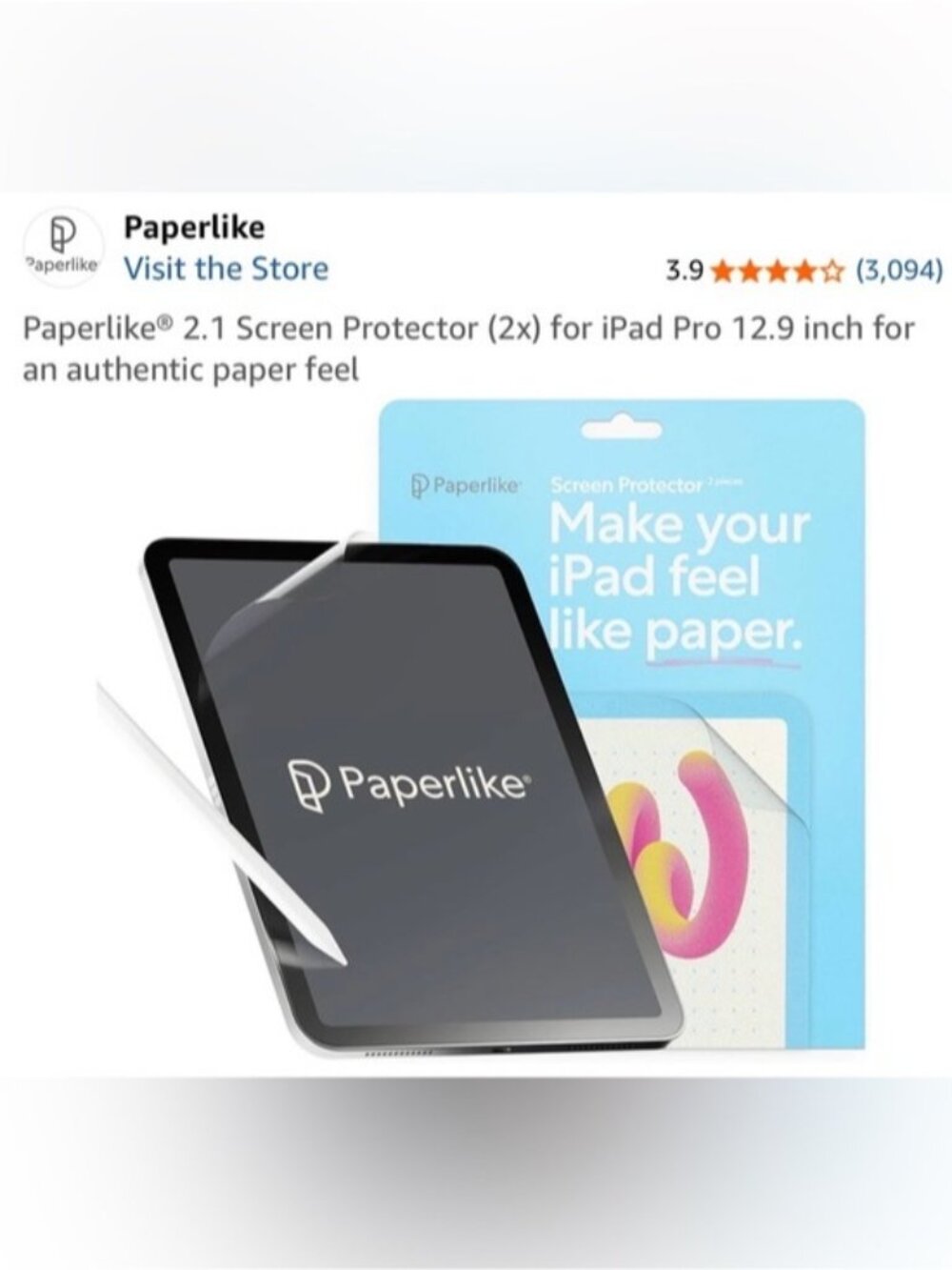NEW 2 pack Paperlike 2 Screen Protector Apple iPad Pro 12.9 inch paper feel